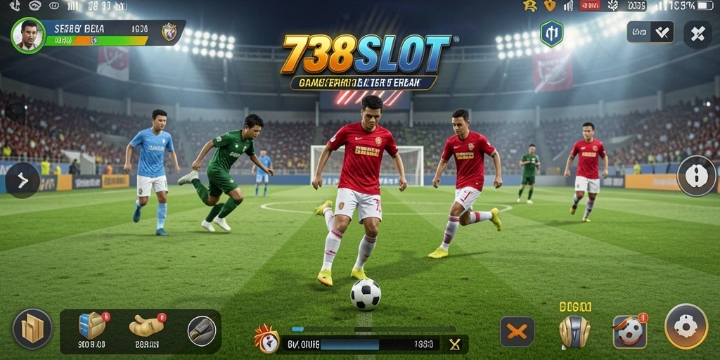 Tampilan gameplay menegangkan di lapangan sepak bola.