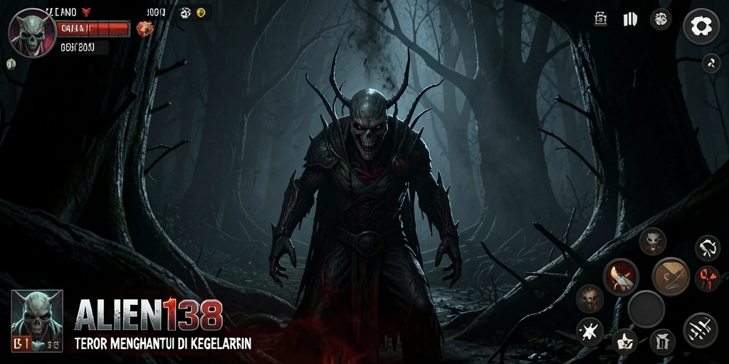 Tampilan gameplay ALIEN138 yang menyeramkan dan mendebarkan.