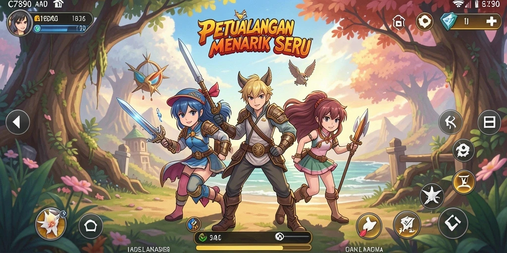 Tangkapan layar utama C7890 menampilkan pertarungan seru antara karakter Anime.