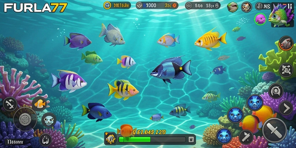 Gameplay seru saat menangkap ikan dalam FURLA77 yang penuh warna.