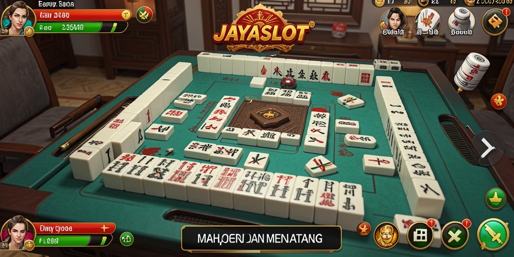 Tampilan gameplay seru dalam JAYASLOT yang menampilkan permainan Mahjong.