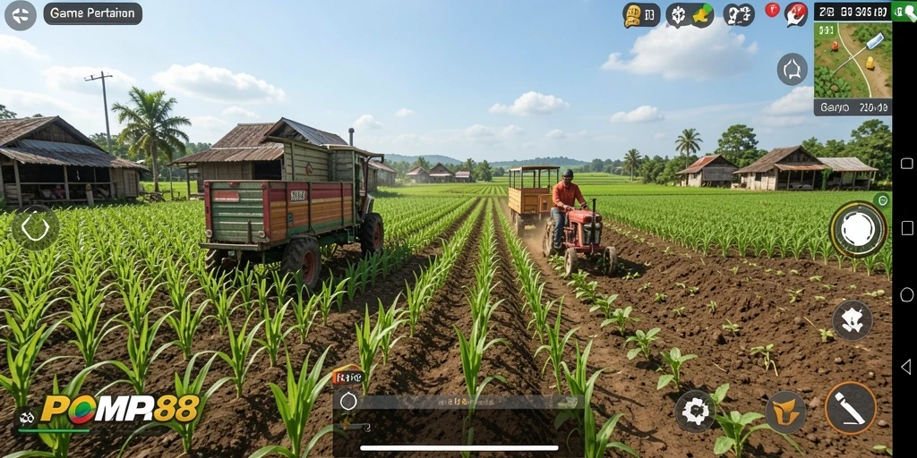 Screenshot POMPA88 menunjukkan aktivitas bertani yang menyenangkan dan seru.