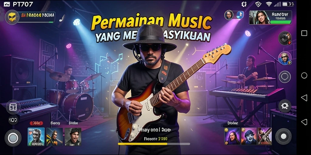 Tampilan gameplay PT707 saat bermain musik yang seru.