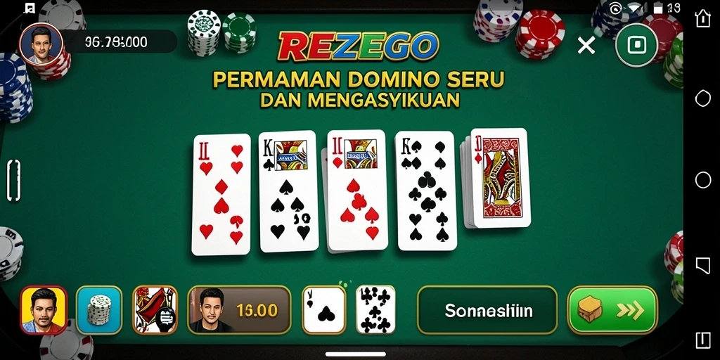 Screenshot gameplay REZEGO yang menunjukkan serunya bermain Domino.