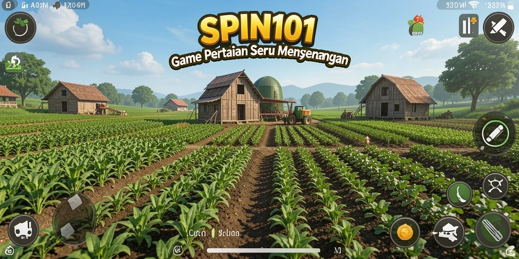 Gameplay seru SPIN101 dengan aktivitas bertani yang mendetail.