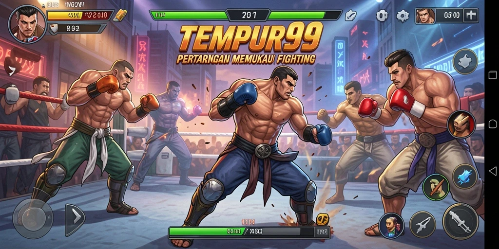 Tampilan gameplay pertarungan yang seru dan mendebarkan di TEMPUR99.