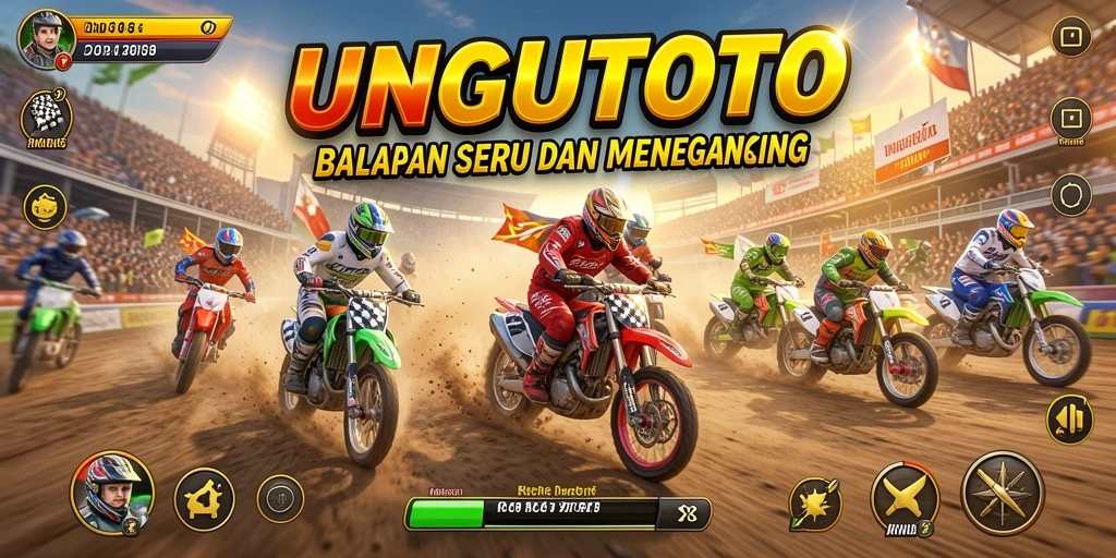 Screenshot gameplay UNGUTOTO menampilkan balapan yang seru dan mendebarkan.