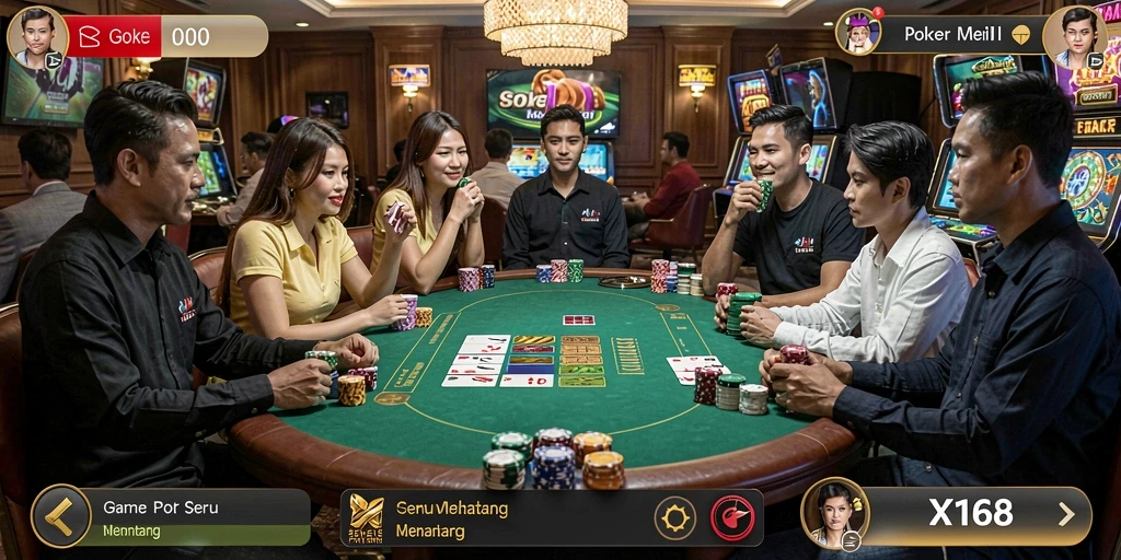 Tampilan permainan poker yang menarik di X168.