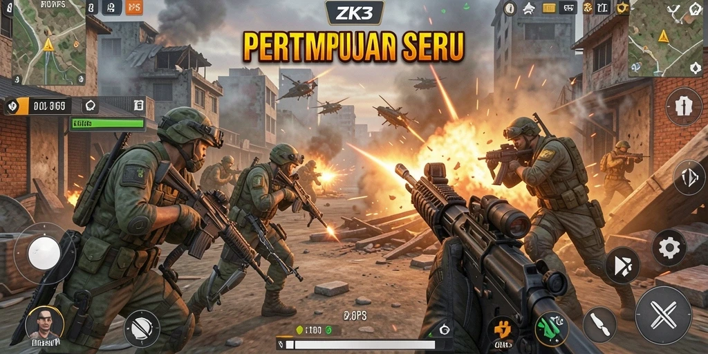 Gameplay ZK3 yang menegangkan dalam pertempuran TPS.